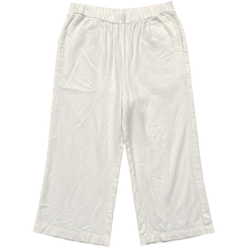 Cynthia Rowley White Linen Blend Wide Leg Crop Pants Plus Size 2X